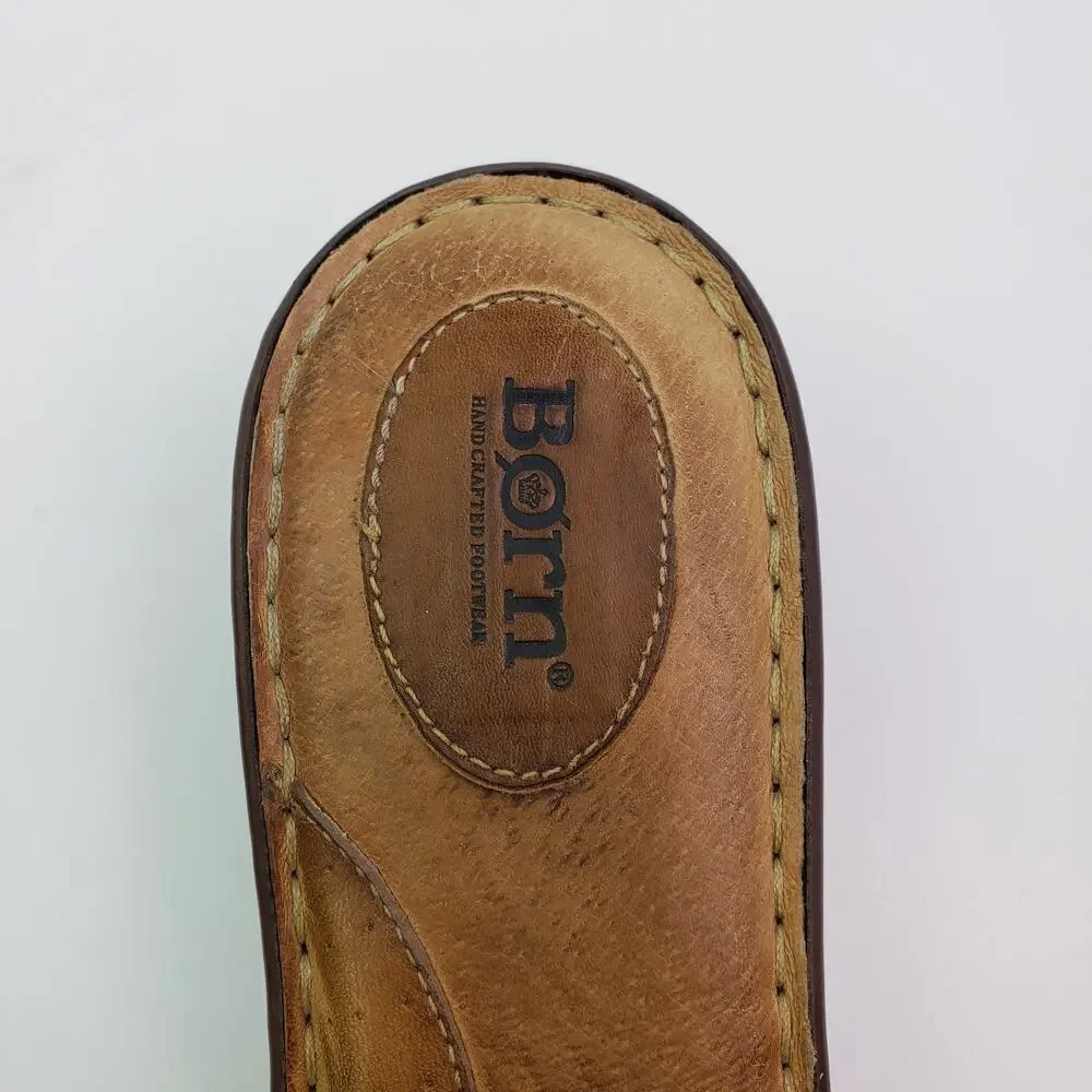 Born Womens Size 10 Brown Leather Slip On Casual Slide Sandals